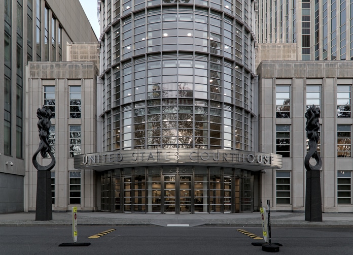 Courthouse building associated with immigration court proceedings