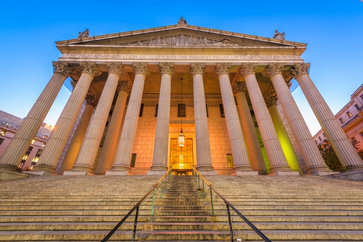 Exterior view of a New York courthouse