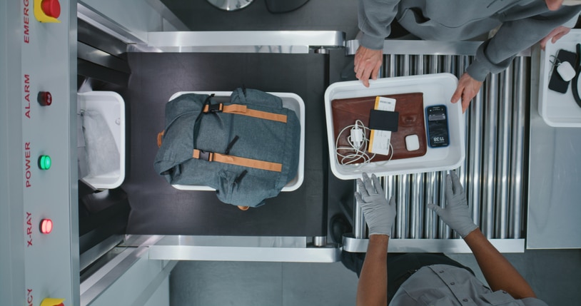Airport inspection area used for secondary screening of international travelers.